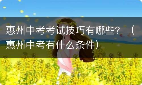 惠州中考考试技巧有哪些？（惠州中考有什么条件）