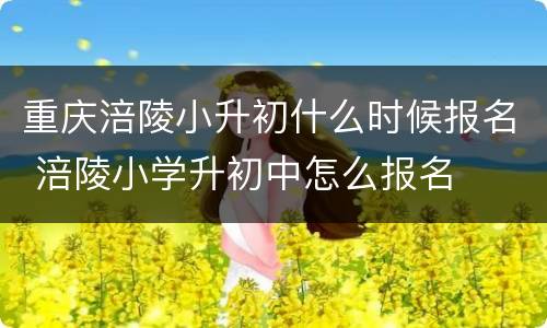 重庆涪陵小升初什么时候报名 涪陵小学升初中怎么报名