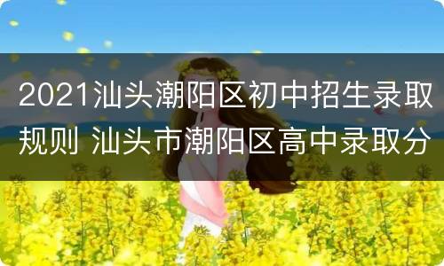 2021汕头潮阳区初中招生录取规则 汕头市潮阳区高中录取分数线2021