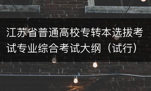 江苏省普通高校专转本选拔考试专业综合考试大纲（试行）