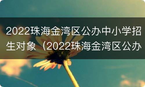 2022珠海金湾区公办中小学招生对象（2022珠海金湾区公办中小学招生对象是什么）