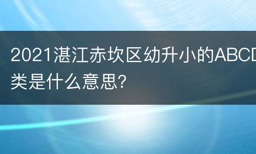 2021湛江赤坎区幼升小的ABCD类是什么意思？