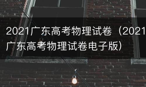 2021广东高考物理试卷（2021广东高考物理试卷电子版）