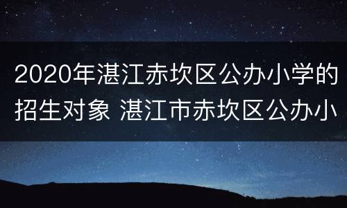 2020年湛江赤坎区公办小学的招生对象 湛江市赤坎区公办小学