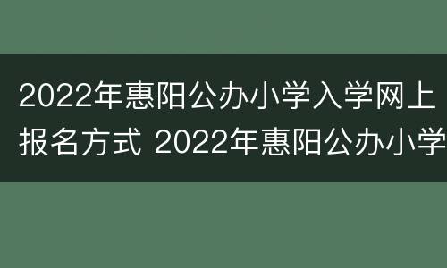 2022年惠阳公办小学入学网上报名方式 2022年惠阳公办小学入学网上报名方式是什么