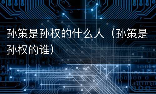 孙策是孙权的什么人（孙策是孙权的谁）