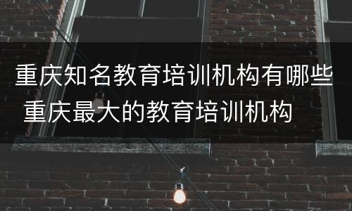 重庆知名教育培训机构有哪些 重庆最大的教育培训机构