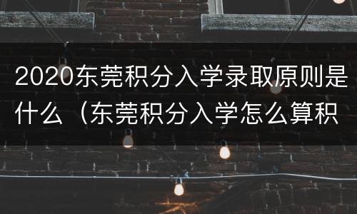 2020东莞积分入学录取原则是什么（东莞积分入学怎么算积分2020）
