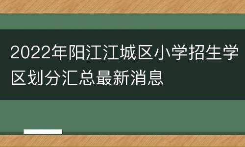 2022年阳江江城区小学招生学区划分汇总最新消息