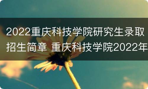 2022重庆科技学院研究生录取招生简章 重庆科技学院2022年研究生招生简章