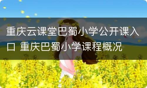 重庆云课堂巴蜀小学公开课入口 重庆巴蜀小学课程概况