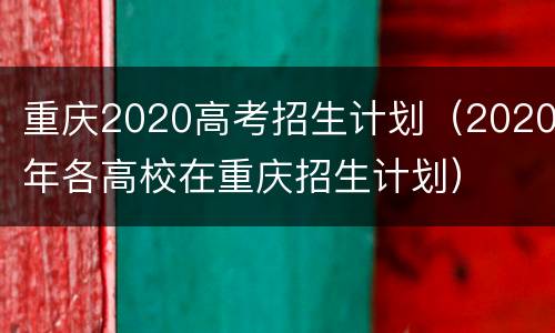 重庆2020高考招生计划（2020年各高校在重庆招生计划）