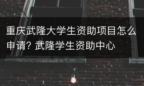 重庆武隆大学生资助项目怎么申请? 武隆学生资助中心