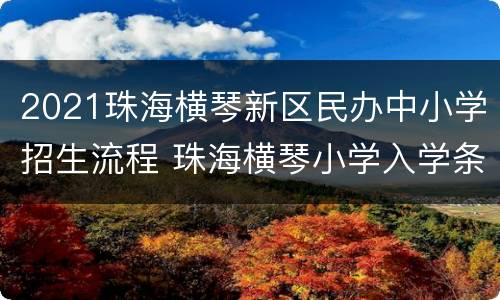 2021珠海横琴新区民办中小学招生流程 珠海横琴小学入学条件