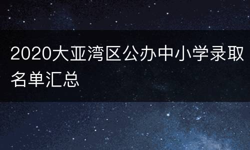 2020大亚湾区公办中小学录取名单汇总
