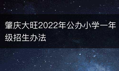 肇庆大旺2022年公办小学一年级招生办法