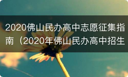 2020佛山民办高中志愿征集指南（2020年佛山民办高中招生条件）