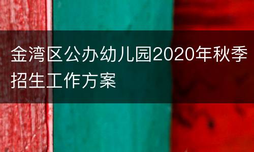 金湾区公办幼儿园2020年秋季招生工作方案