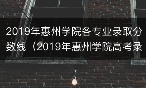 2019年惠州学院各专业录取分数线（2019年惠州学院高考录取分数线）