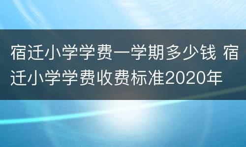 宿迁小学学费一学期多少钱 宿迁小学学费收费标准2020年