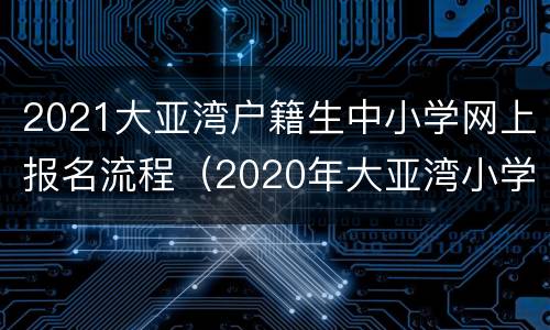 2021大亚湾户籍生中小学网上报名流程（2020年大亚湾小学入学条件）