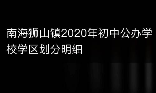 南海狮山镇2020年初中公办学校学区划分明细