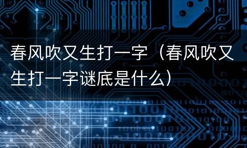 春风吹又生打一字（春风吹又生打一字谜底是什么）