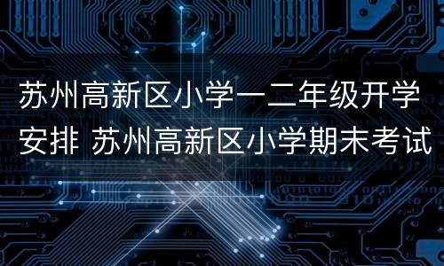 苏州高新区小学一二年级开学安排 苏州高新区小学期末考试时间