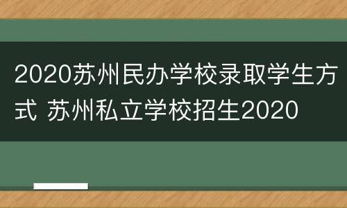 2020苏州民办学校录取学生方式 苏州私立学校招生2020