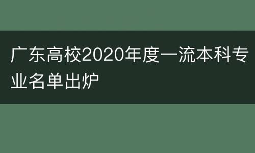 广东高校2020年度一流本科专业名单出炉