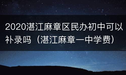 2020湛江麻章区民办初中可以补录吗（湛江麻章一中学费）