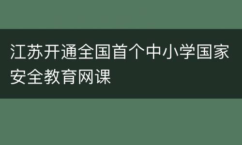 江苏开通全国首个中小学国家安全教育网课