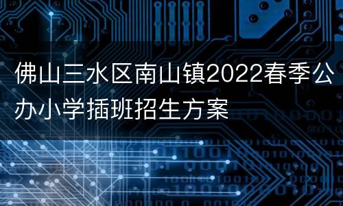 佛山三水区南山镇2022春季公办小学插班招生方案