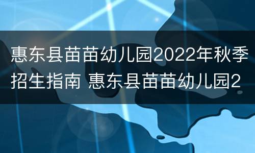 惠东县苗苗幼儿园2022年秋季招生指南 惠东县苗苗幼儿园2022年秋季招生指南电子版