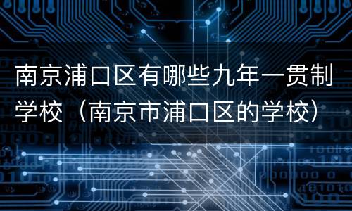 南京浦口区有哪些九年一贯制学校（南京市浦口区的学校）