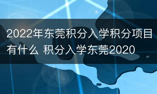 2022年东莞积分入学积分项目有什么 积分入学东莞2020