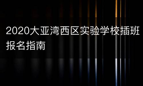2020大亚湾西区实验学校插班报名指南