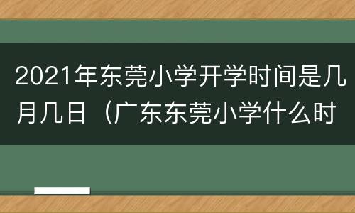 2021年东莞小学开学时间是几月几日（广东东莞小学什么时候放暑假2021年）