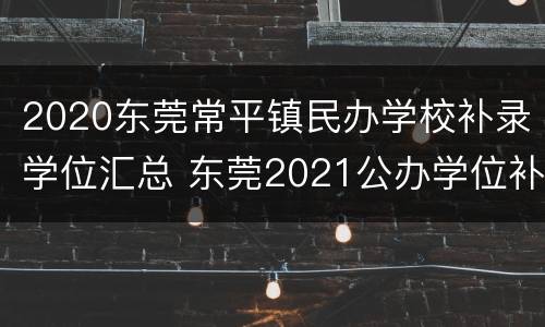 2020东莞常平镇民办学校补录学位汇总 东莞2021公办学位补录
