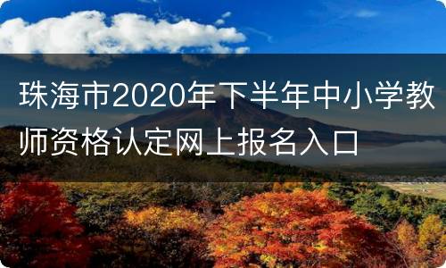 珠海市2020年下半年中小学教师资格认定网上报名入口