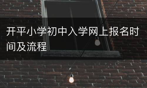开平小学初中入学网上报名时间及流程