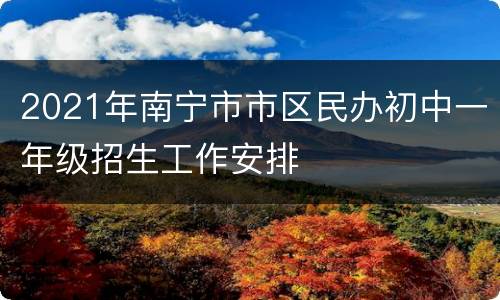 2021年南宁市市区民办初中一年级招生工作安排