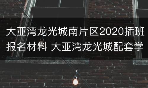 大亚湾龙光城南片区2020插班报名材料 大亚湾龙光城配套学校