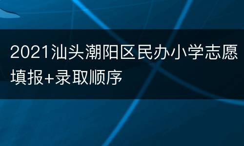 2021汕头潮阳区民办小学志愿填报+录取顺序