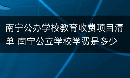 南宁公办学校教育收费项目清单 南宁公立学校学费是多少