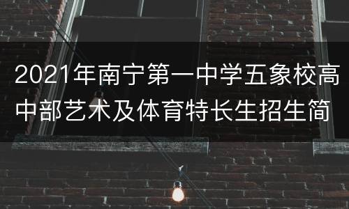 2021年南宁第一中学五象校高中部艺术及体育特长生招生简章