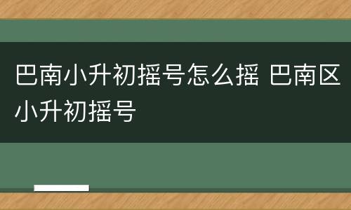 巴南小升初摇号怎么摇 巴南区小升初摇号