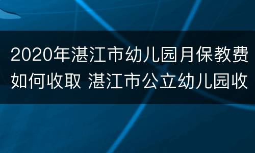 2020年湛江市幼儿园月保教费如何收取 湛江市公立幼儿园收费