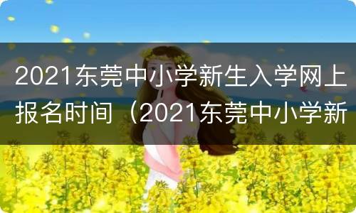 2021东莞中小学新生入学网上报名时间（2021东莞中小学新生入学网上报名时间是多少）