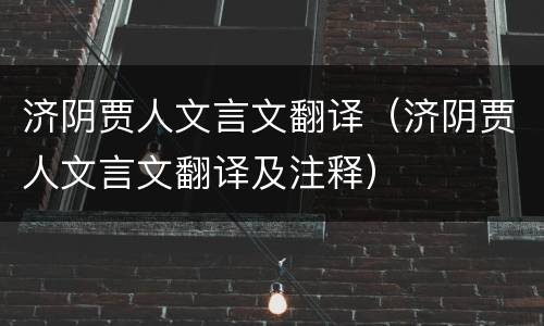 济阴贾人文言文翻译（济阴贾人文言文翻译及注释）